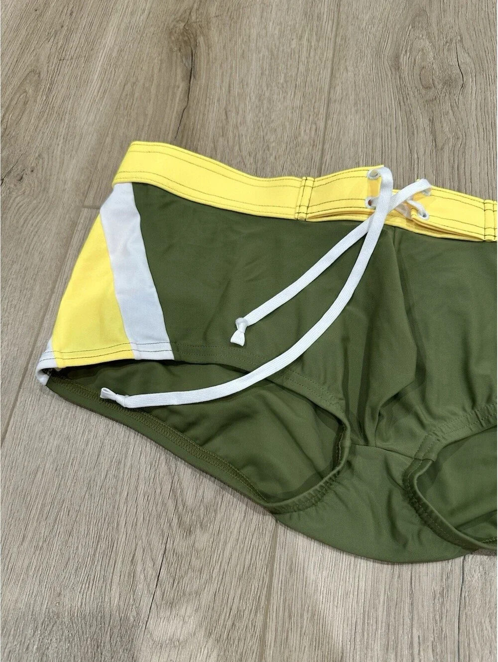 NWT N2N Bodywear Men's Swim Wear Olive Green Yellow Size XL